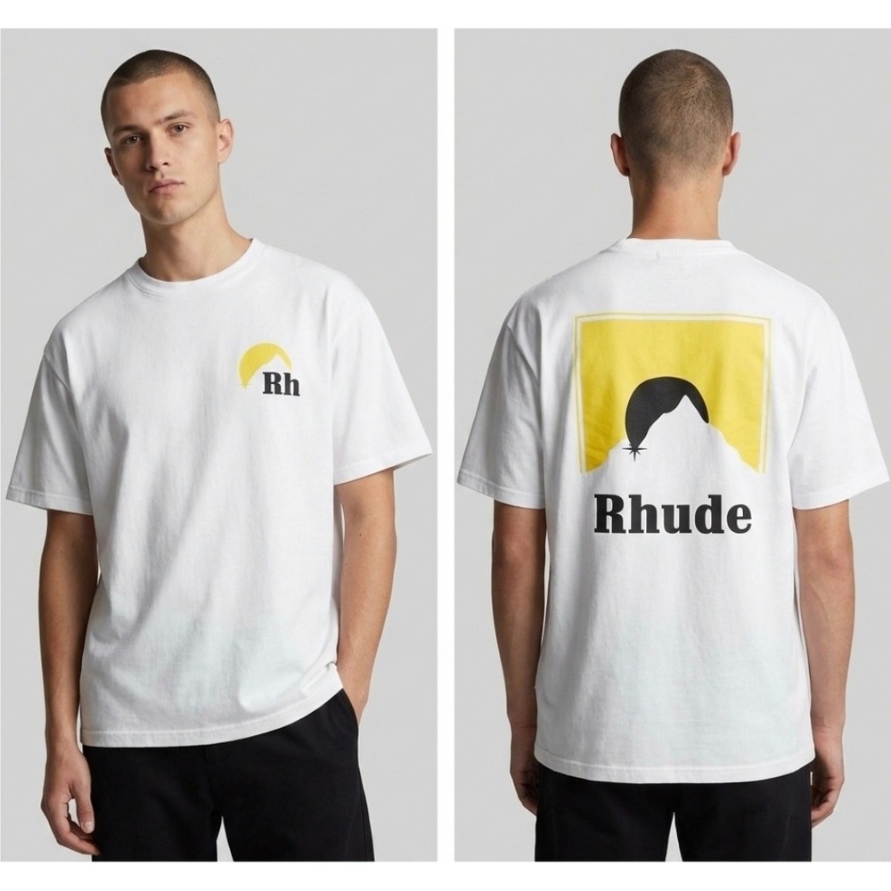 Rhude Sunset Mountain Logo T-Shirt White Men's - Large